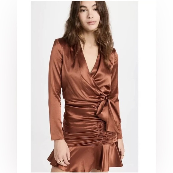 Veronica Beard Orange Ruched Wrap Dress - Picture 11 of 14